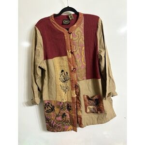 VTG‎ Allure Blazer Jacket Women XL Embroidered Tapestry Pockets Boho